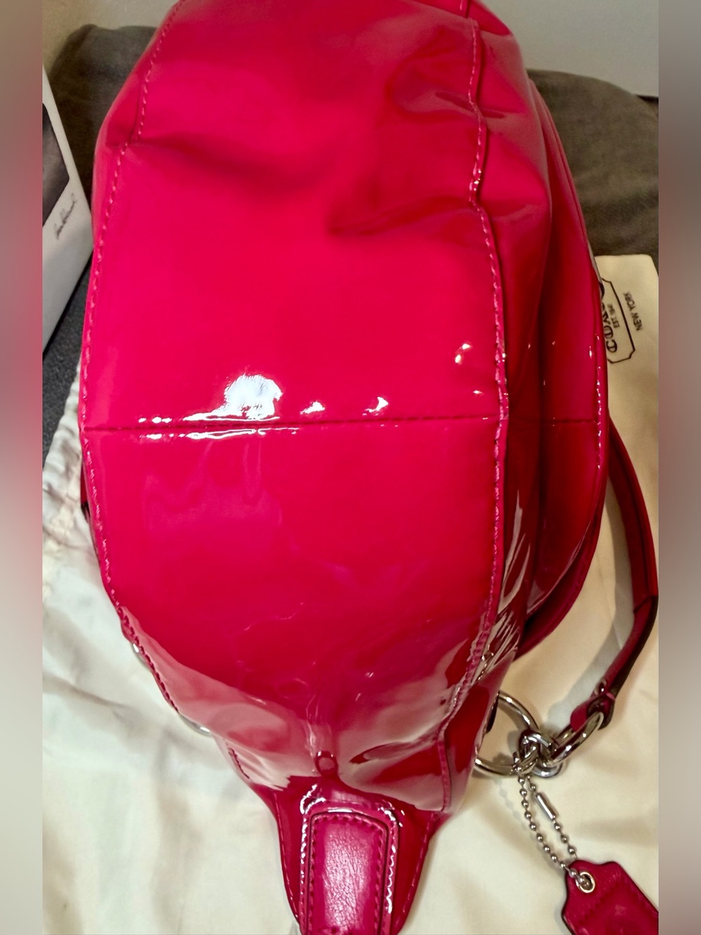 Coach Kristin Raspberry Patent Leather Round Satchel No. B1293-19297 - Picture 7 of 13